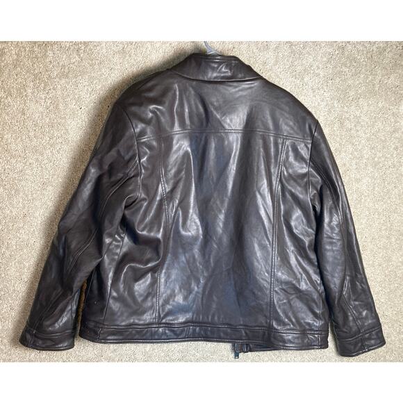 Calvin Klein Brown Leather Like Outer Jacket Coat Mens Large Polyester Filling - Picture 7 of 16